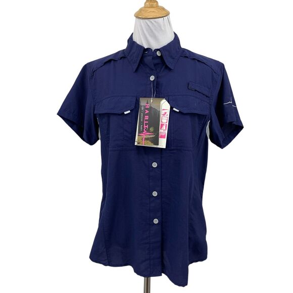 Habit Shirt Womens M Medium Blue Solar Factor UPF 30 Vented Fishing Outdoor - Picture 1 of 13